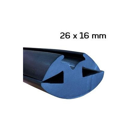 CR036 · 26x16mm Goma Contorno Cristal · Caucho EPDM · Perfil para Uniones