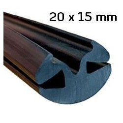 CR037 · 20x15mm Goma Contorno Cristal · Caucho EPDM · Perfil para Uniones
