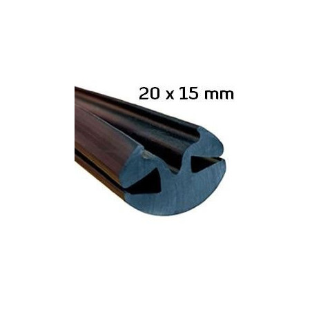 CR037 · 20x15mm Goma Contorno Cristal · Caucho EPDM · Perfil para Uniones
