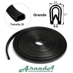 BP006 · 17x10mm Burlete Flexible Pvc · Interior metálico · Modelo XL