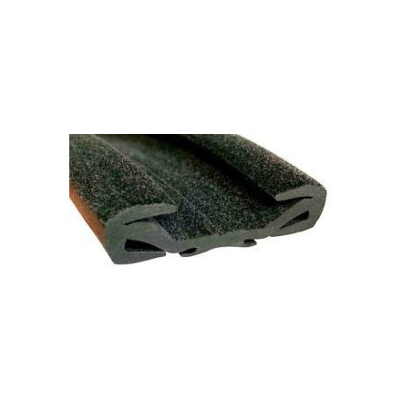 CR063 · 39x12mm Guía Cristal Flocada · Flexible · Caucho EPDM