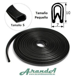 BP010 · 10x7mm Burlete Flexible Pvc · Interior metálico · Modelo Estrecho