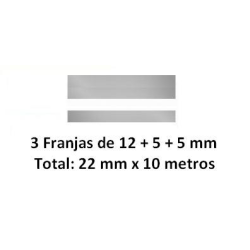 CV025 · Cinta Vinilo 22mm Cromo · Rollo de 10 metros