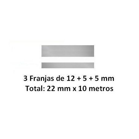 CV025 · Cinta Vinilo 22mm Cromo · Rollo de 10 metros