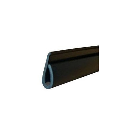 BP015 · 17x8mm Burlete Negro Pvc · Interior Adhesivo · Corte Asimétrico