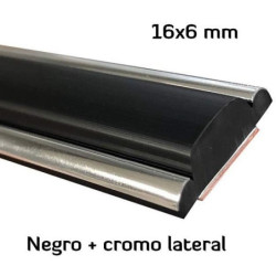 MA020 · 16x6mm Moldura adhesiva · Color negro + cromado