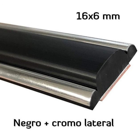 MA020 · 16x6mm Moldura adhesiva · Color negro + cromado