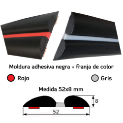 MA030/1 · 52x8 Moldura Adhesiva Negra + Franja de Color · Clásicos Opel