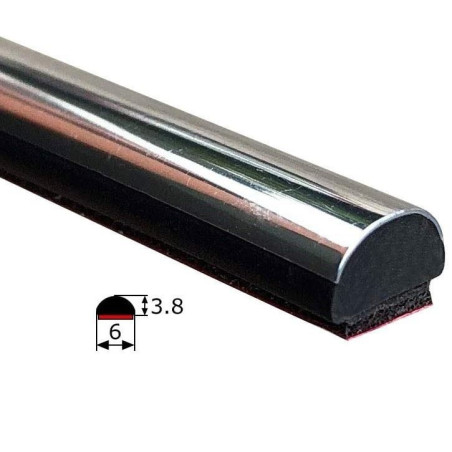 MA040 · 6x3.8mm Moldura Adhesiva Flexible · Color Cromado