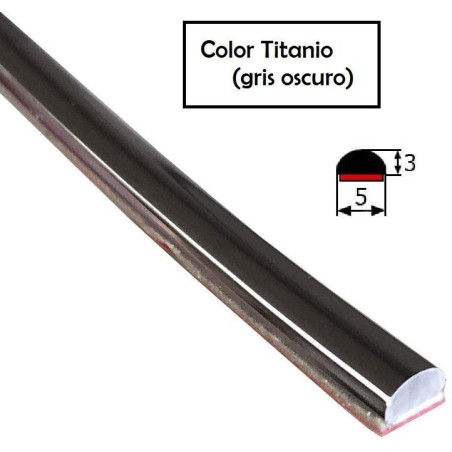 MA048 · 5x3mm Moldura Adhesiva Flexible · Color Titanio
