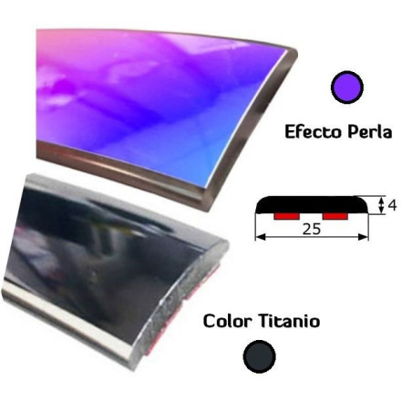 MA050/1 · 25x4mm Moldura Adhesiva Decorativa · Colores Efecto Perla / Titanio