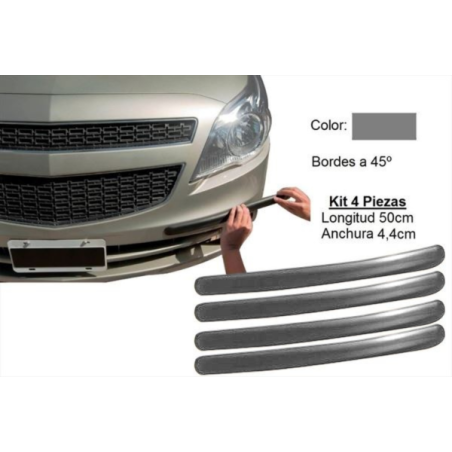 Kit 4 Protectores Adhesivos de Paragolpes 30x7mm · Color Gris · 50cm