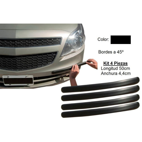 Kit 4 Protectores Adhesivos de Paragolpes 44x5mm · Color Negro · Longitud 50cm