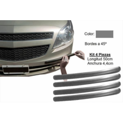 Kit 4 Protectores Adhesivos de Paragolpes 44x5mm · Color Gris · Longitud 50cm