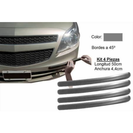 Kit 4 Protectores Adhesivos de Paragolpes 44x5mm · Color Gris · Longitud 50cm