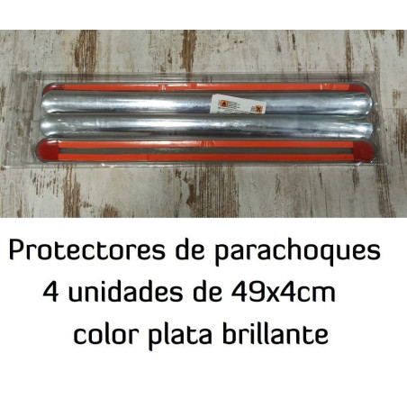 Kit 4 Protectores Adhesivos de Paragolpes 49x4cm · Color Cromado
