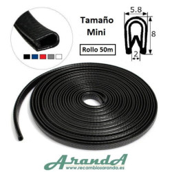 Rollo 50m Burlete 8x5.8mm Pvc Flexible · Interior metálico · Tamaño Mini