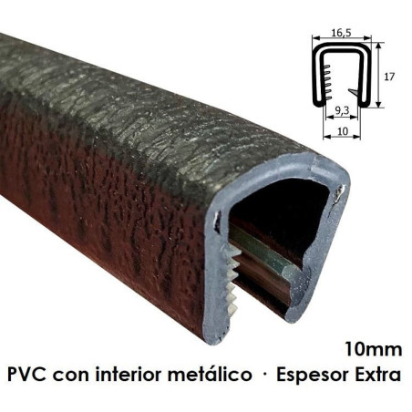 BP048 · 17x17mm Burlete Flexible Pvc · Interior metálico · Espesor Extra