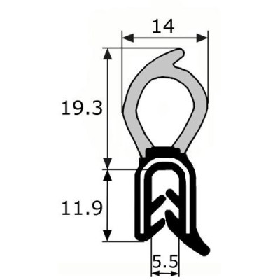 GM003 · 31x14mm Goma Estanqueidad Frontal · Caucho EPDM