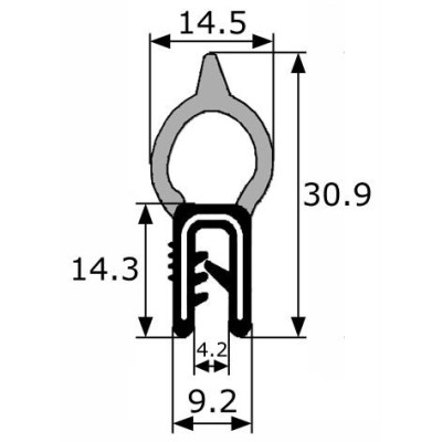 GM004 · 31x14.5mm Goma Estanqueidad Frontal · Caucho EPDM