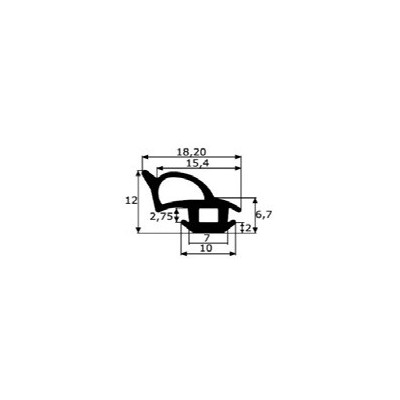 GP036 · 18.2x12mm Goma para Puerta Lateral de Caravanas · Caucho EPDM