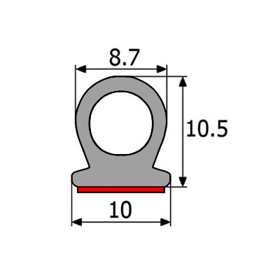 GV001N/GV034 · 10x10.5mm Perfil Esponjoso con/sin Adhesivo · Caucho EPDM Flexible