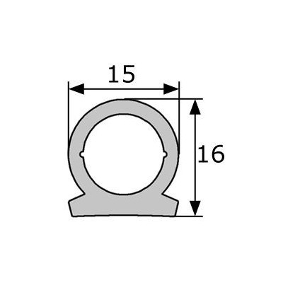 GV004/8 · 16x15mm Perfil Goma Industrial Multiusos · Caucho EPDM + Esponja