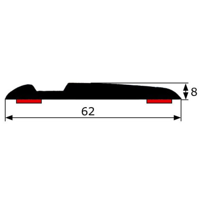 MA010 · 62x8mm Moldura Adhesiva Negra · Extra Ancha