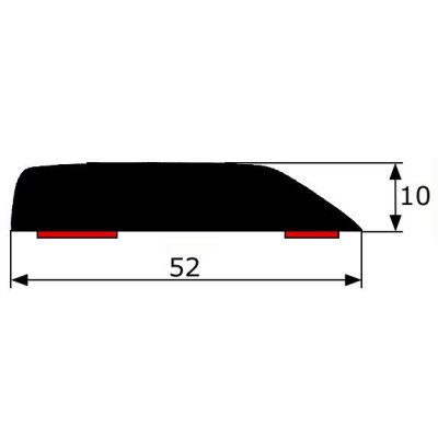 MA019 · 52x10mm Moldura Adhesiva Negra · Grosor Extra