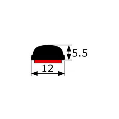 MA036/7 · 12x5.5mm Moldura Adhesiva Flexible · Colores Negro / Cromado