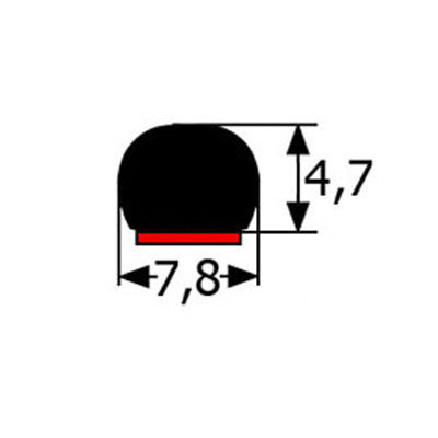 MA070 · 7.8x4.7mm Moldura Adhesiva Flexible · Color Rojo · Renault Super5