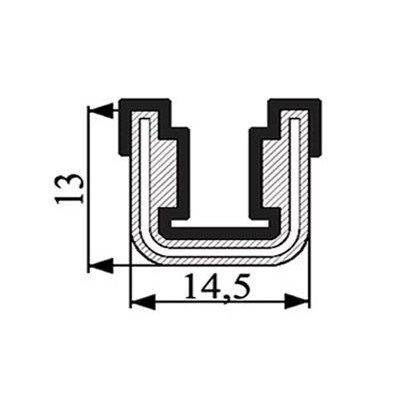 CR005 · 14.5x13mm Guía Cristal Articulada · Semi-Flexible · Caucho EPDM · "Cajetín"