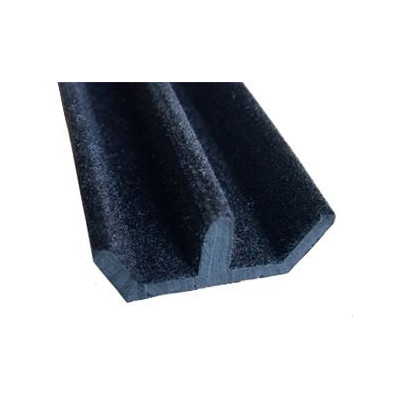CR007 · 22.5x12.5mm Guía Cristal Flocada Doble · Flexible · Caucho EPDM