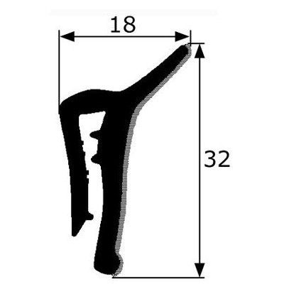 CR014 · 32x18mm Perfil Lamelunas Flocado · Tira Flexible de 1.20 metros · Sin metal