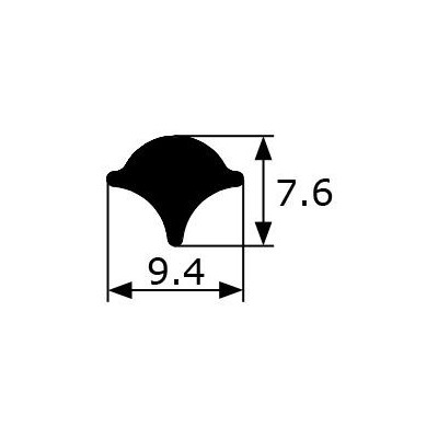 9.4x7.6mm Junquillo para Contorno de Cristal · Color Negro