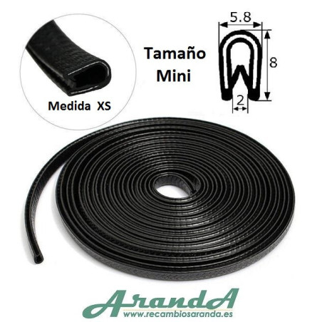 BPXS · 8x6mm Burlete Flexible Mini. Pvc con interior metálico · Varios Colores