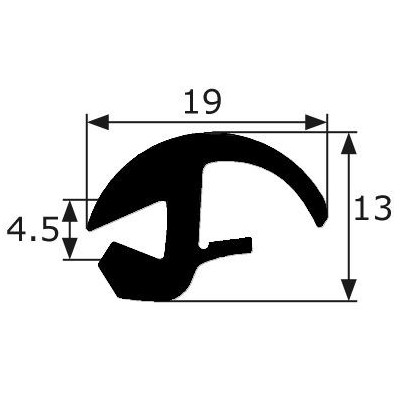 CR027 · 19x13mm Goma para Unión de Parabrisas · Uso Universal