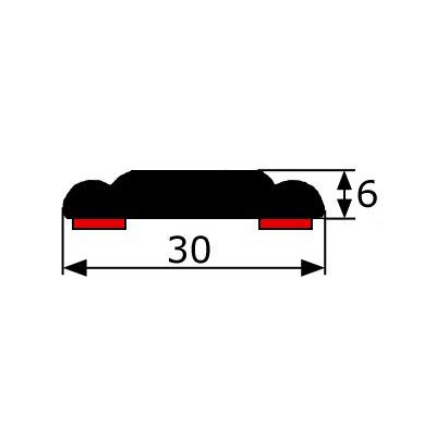 MA022 · 30x6mm Moldura adhesiva · Color negro + cromado