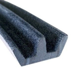 CR007 · 22.5x12.5mm Guía Cristal Flocada Doble · Flexible · Caucho EPDM
