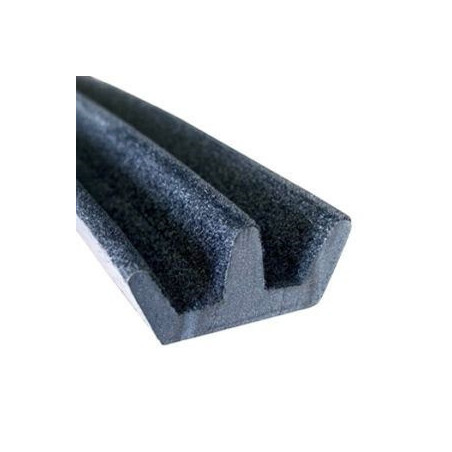 CR007 · 22.5x12.5mm Guía Cristal Flocada Doble · Flexible · Caucho EPDM