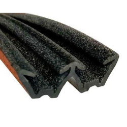CR012 · 17x12mm Guía Cristal Flocada Doble · Flexible · Caucho EPDM