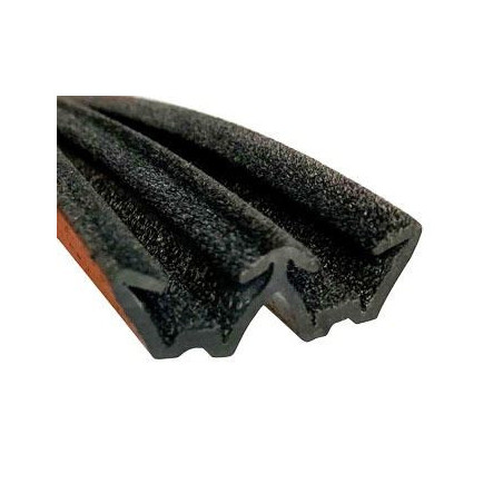 CR012 · 17x12mm Guía Cristal Flocada Doble · Flexible · Caucho EPDM